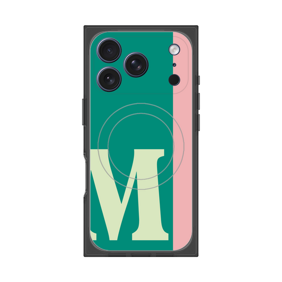 プレミアムスクエアケース with MagSafe［ オリジナル - initial color line - M green ］