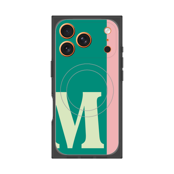 プレミアムスクエアケース with MagSafe［ オリジナル - initial color line - M green ］