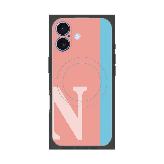プレミアムスクエアケース with MagSafe［ オリジナル - initial color line - N pink ］