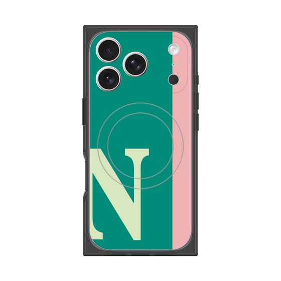 プレミアムスクエアケース with MagSafe［ オリジナル - initial color line - N green ］