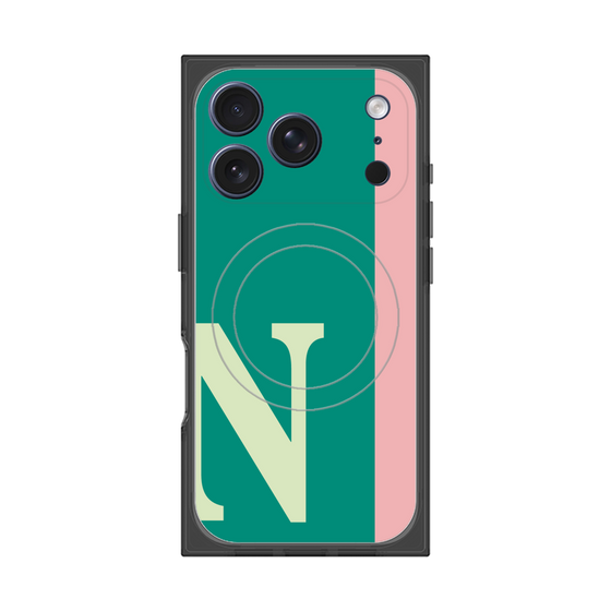 プレミアムスクエアケース with MagSafe［ オリジナル - initial color line - N green ］