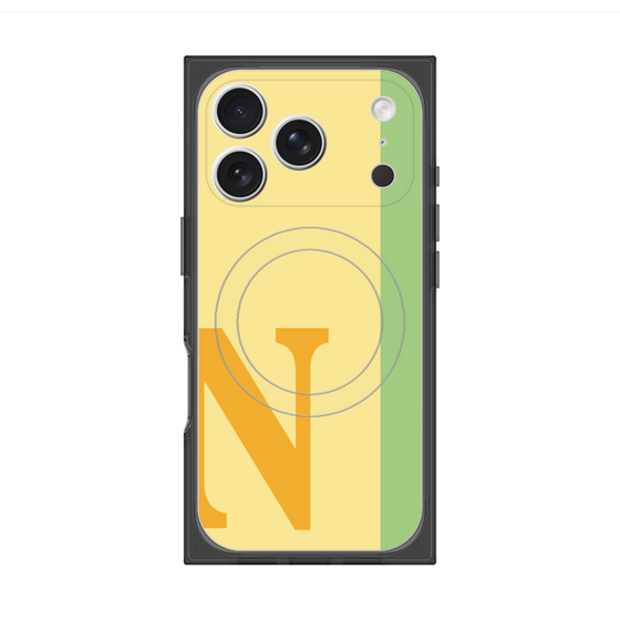 プレミアムスクエアケース with MagSafe［ オリジナル - initial color line - N yellow ］