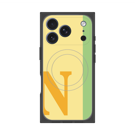 プレミアムスクエアケース with MagSafe［ オリジナル - initial color line - N yellow ］