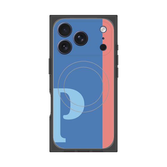 プレミアムスクエアケース with MagSafe［ オリジナル - initial color line - P blue ］