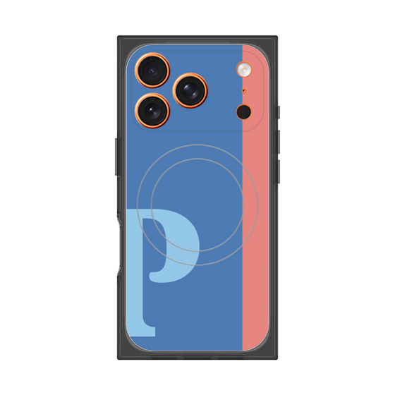 プレミアムスクエアケース with MagSafe［ オリジナル - initial color line - P blue ］