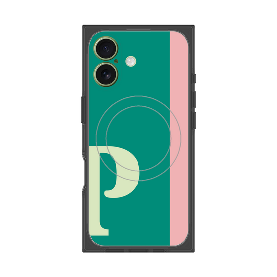 プレミアムスクエアケース with MagSafe［ オリジナル - initial color line - P green ］