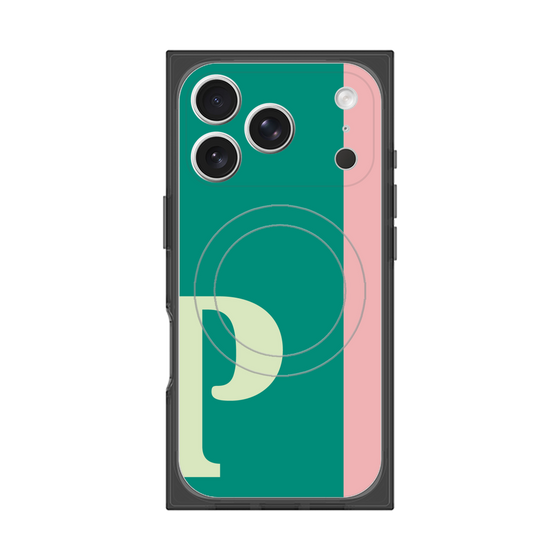 プレミアムスクエアケース with MagSafe［ オリジナル - initial color line - P green ］