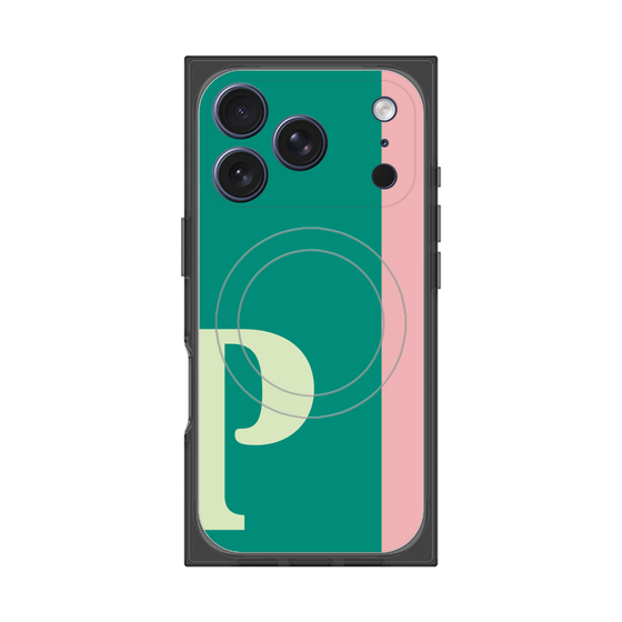 プレミアムスクエアケース with MagSafe［ オリジナル - initial color line - P green ］