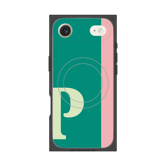 プレミアムスクエアケース with MagSafe［ オリジナル - initial color line - P green ］