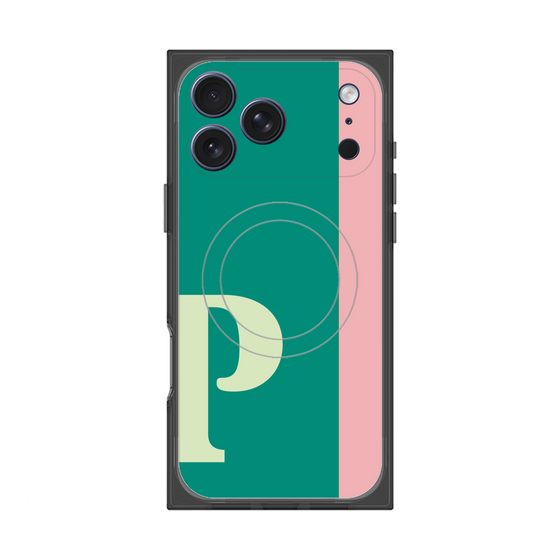 プレミアムスクエアケース with MagSafe［ オリジナル - initial color line - P green ］