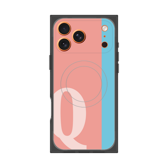プレミアムスクエアケース with MagSafe［ オリジナル - initial color line - Q pink ］