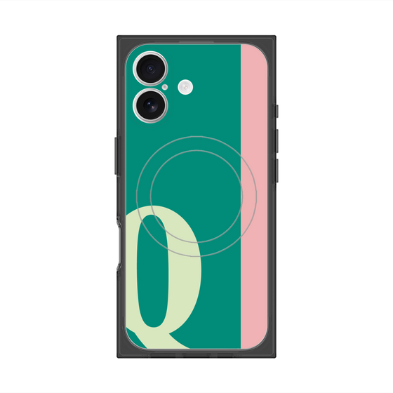 プレミアムスクエアケース with MagSafe［ オリジナル - initial color line - Q green ］