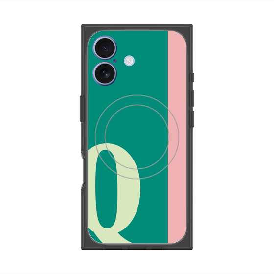 プレミアムスクエアケース with MagSafe［ オリジナル - initial color line - Q green ］
