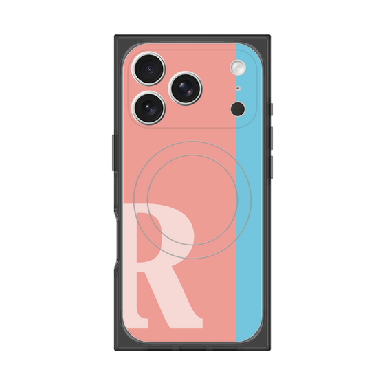 プレミアムスクエアケース with MagSafe［ オリジナル - initial color line - R pink ］