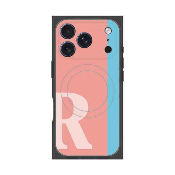 プレミアムスクエアケース with MagSafe［ オリジナル - initial color line - R pink ］