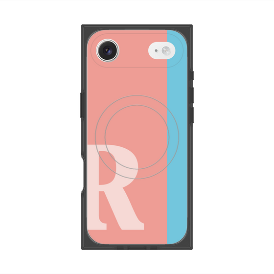プレミアムスクエアケース with MagSafe［ オリジナル - initial color line - R pink ］
