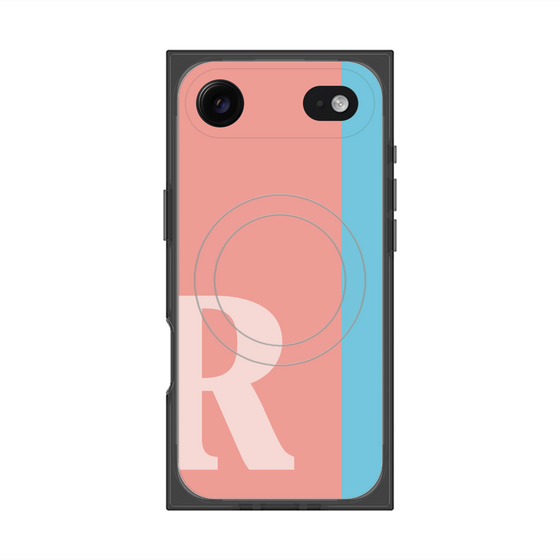プレミアムスクエアケース with MagSafe［ オリジナル - initial color line - R pink ］