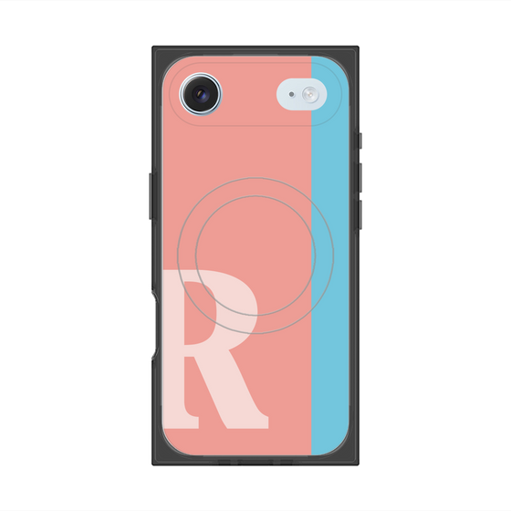 プレミアムスクエアケース with MagSafe［ オリジナル - initial color line - R pink ］