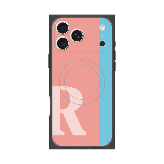 プレミアムスクエアケース with MagSafe［ オリジナル - initial color line - R pink ］