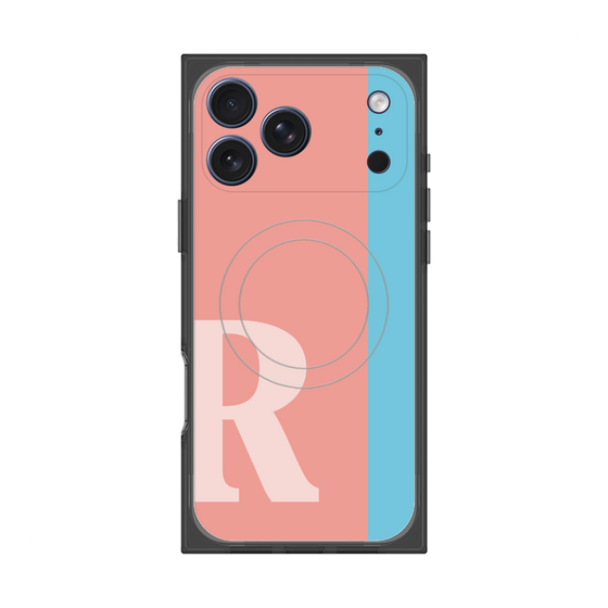 プレミアムスクエアケース with MagSafe［ オリジナル - initial color line - R pink ］