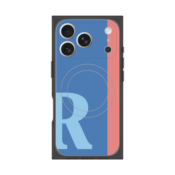 プレミアムスクエアケース with MagSafe［ オリジナル - initial color line - R blue ］