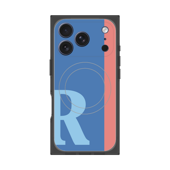 プレミアムスクエアケース with MagSafe［ オリジナル - initial color line - R blue ］