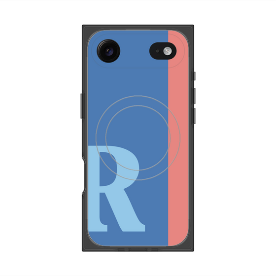 プレミアムスクエアケース with MagSafe［ オリジナル - initial color line - R blue ］