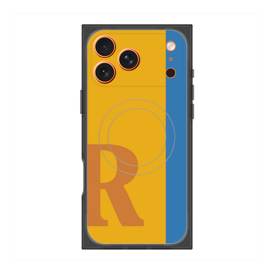 プレミアムスクエアケース with MagSafe［ オリジナル - initial color line - R orange ］