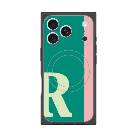 プレミアムスクエアケース with MagSafe［ オリジナル - initial color line - R green ］
