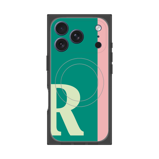 プレミアムスクエアケース with MagSafe［ オリジナル - initial color line - R green ］