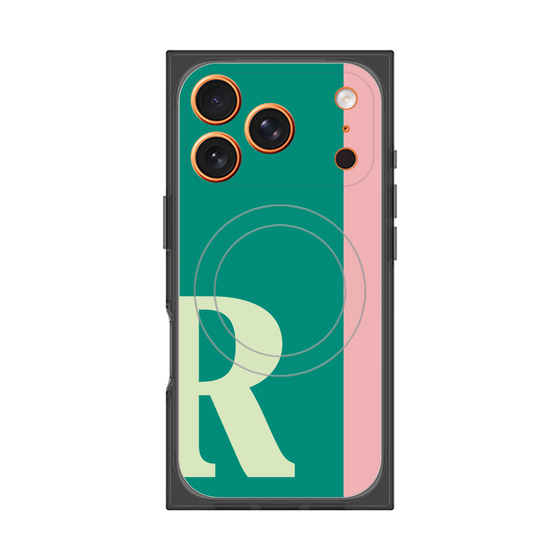 プレミアムスクエアケース with MagSafe［ オリジナル - initial color line - R green ］