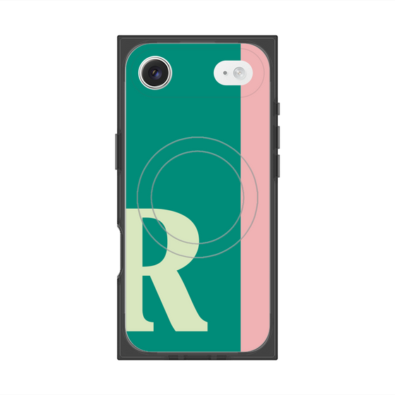 プレミアムスクエアケース with MagSafe［ オリジナル - initial color line - R green ］