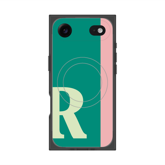 プレミアムスクエアケース with MagSafe［ オリジナル - initial color line - R green ］