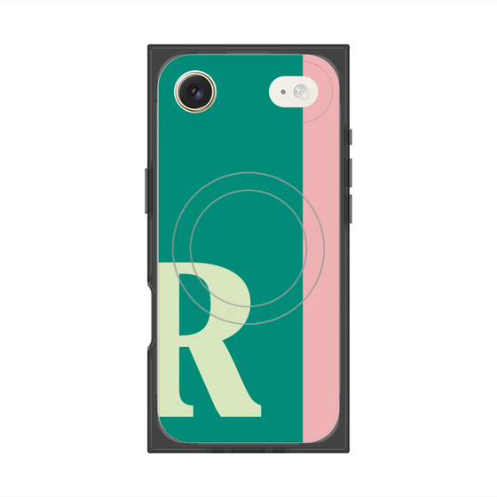 プレミアムスクエアケース with MagSafe［ オリジナル - initial color line - R green ］