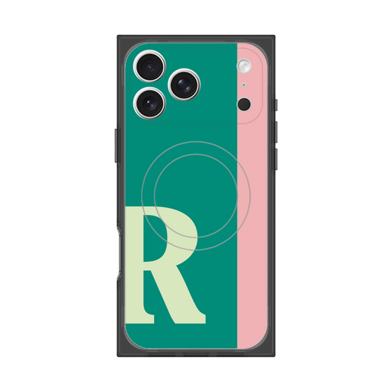 プレミアムスクエアケース with MagSafe［ オリジナル - initial color line - R green ］