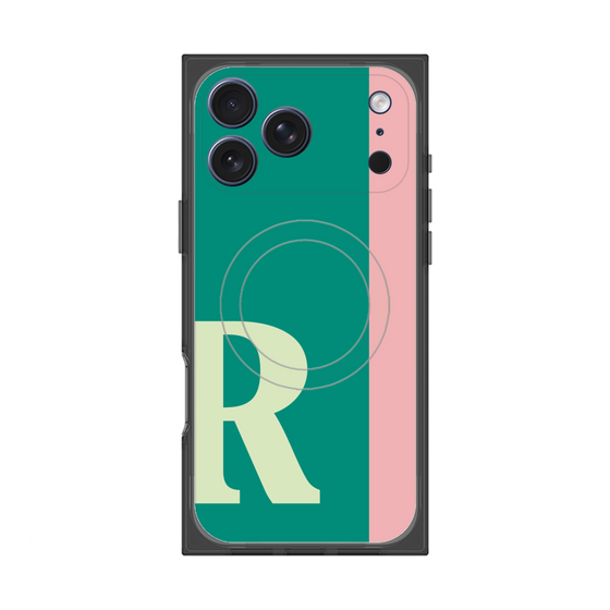 プレミアムスクエアケース with MagSafe［ オリジナル - initial color line - R green ］