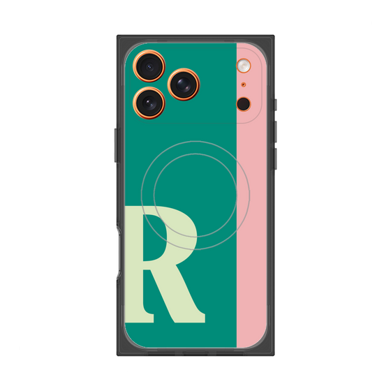 プレミアムスクエアケース with MagSafe［ オリジナル - initial color line - R green ］