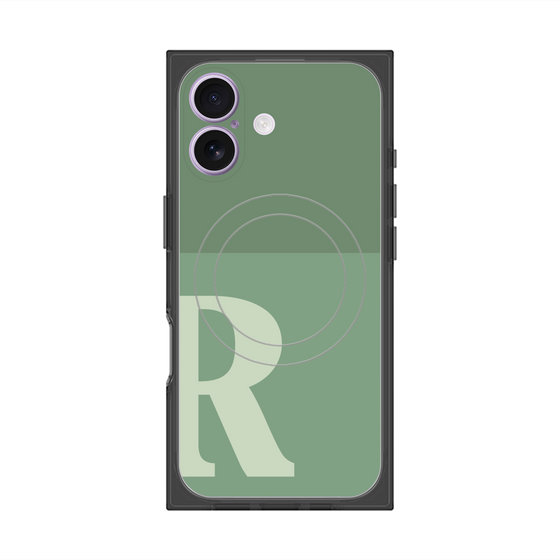 プレミアムスクエアケース with MagSafe［ オリジナル - initial two tone - R green ］