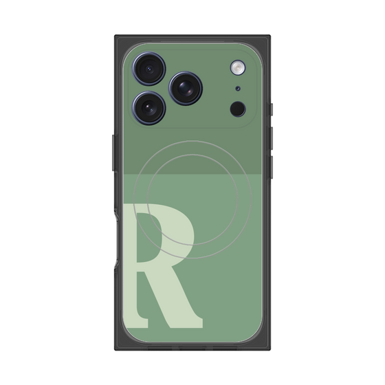 プレミアムスクエアケース with MagSafe［ オリジナル - initial two tone - R green ］