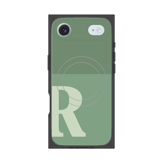プレミアムスクエアケース with MagSafe［ オリジナル - initial two tone - R green ］