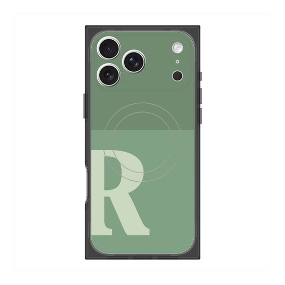 プレミアムスクエアケース with MagSafe［ オリジナル - initial two tone - R green ］