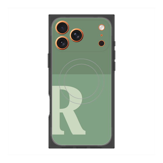 プレミアムスクエアケース with MagSafe［ オリジナル - initial two tone - R green ］
