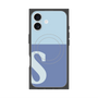 プレミアムスクエアケース with MagSafe［ オリジナル - initial two tone - S blue ］