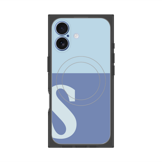 プレミアムスクエアケース with MagSafe［ オリジナル - initial two tone - S blue ］