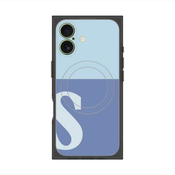 プレミアムスクエアケース with MagSafe［ オリジナル - initial two tone - S blue ］