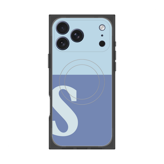 プレミアムスクエアケース with MagSafe［ オリジナル - initial two tone - S blue ］