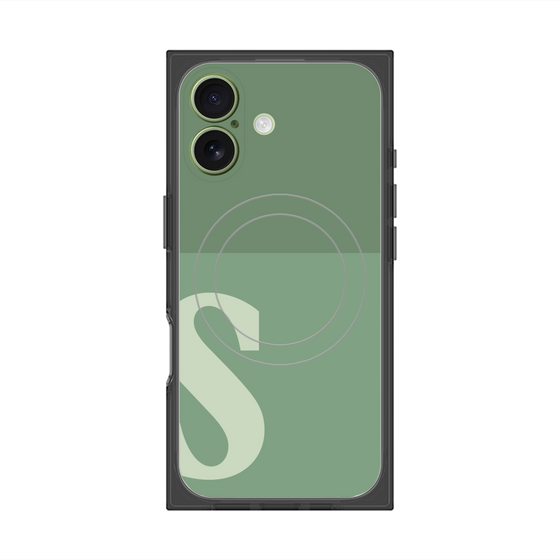 プレミアムスクエアケース with MagSafe［ オリジナル - initial two tone - S green ］