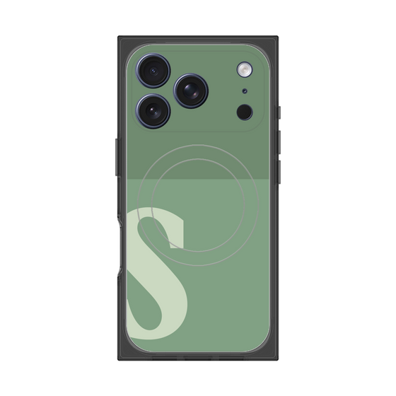プレミアムスクエアケース with MagSafe［ オリジナル - initial two tone - S green ］