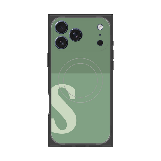 プレミアムスクエアケース with MagSafe［ オリジナル - initial two tone - S green ］