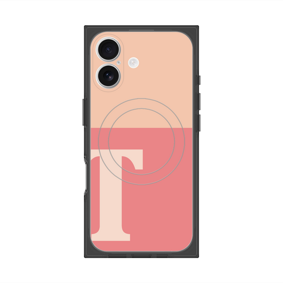 プレミアムスクエアケース with MagSafe［ オリジナル - initial two tone - T pink ］